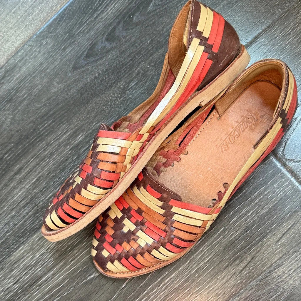 Women’s handmade Mexican Leather huaraches Brown Size 9 - Image 6