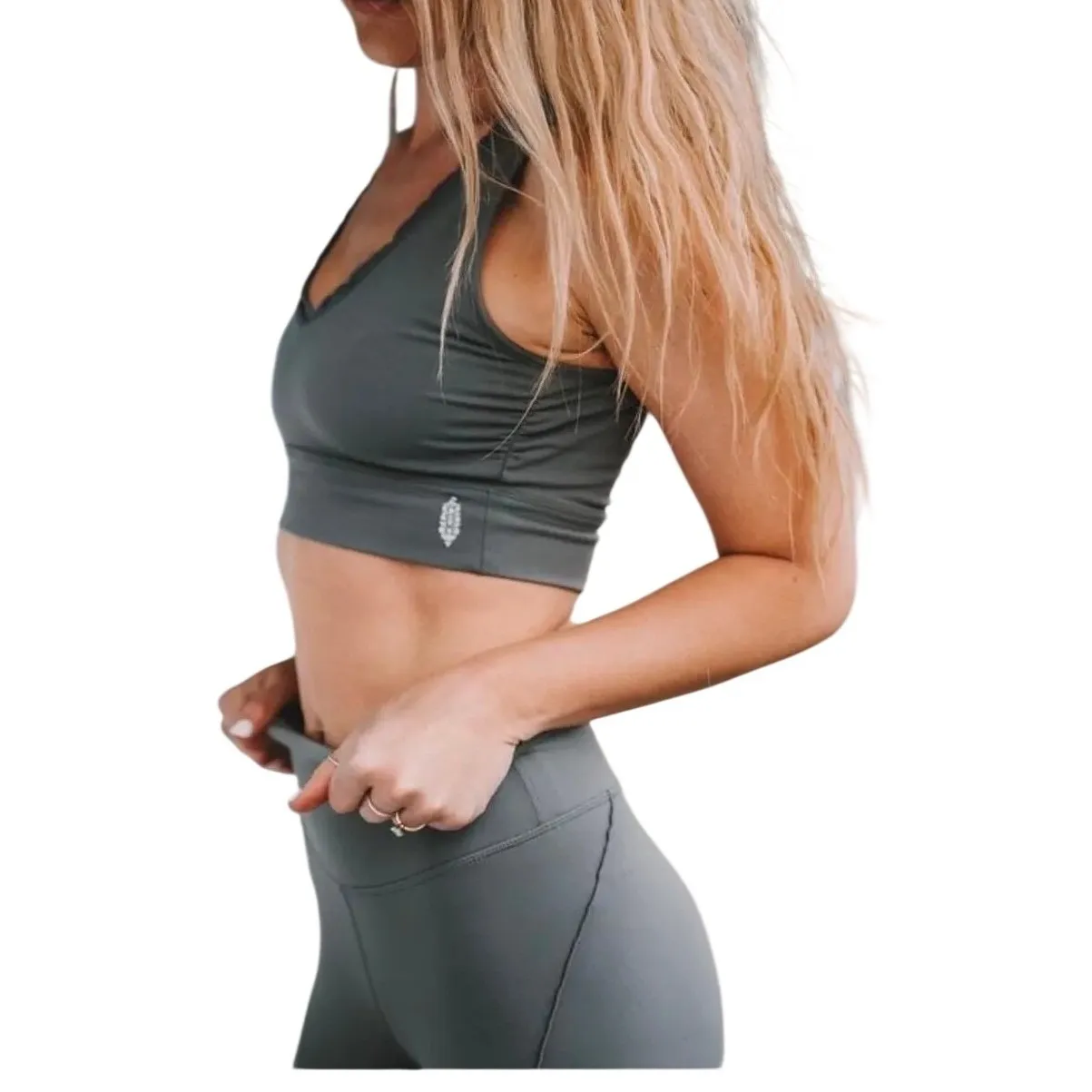 Free People Movement Black Hearts Aflutter Wavy Waters Active Leggings SZ L - Image 4