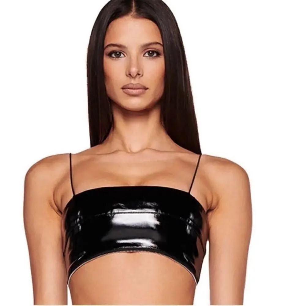 I.AM.GIA Crop Isla Top Faux Leather Black Top Medium - Image 2