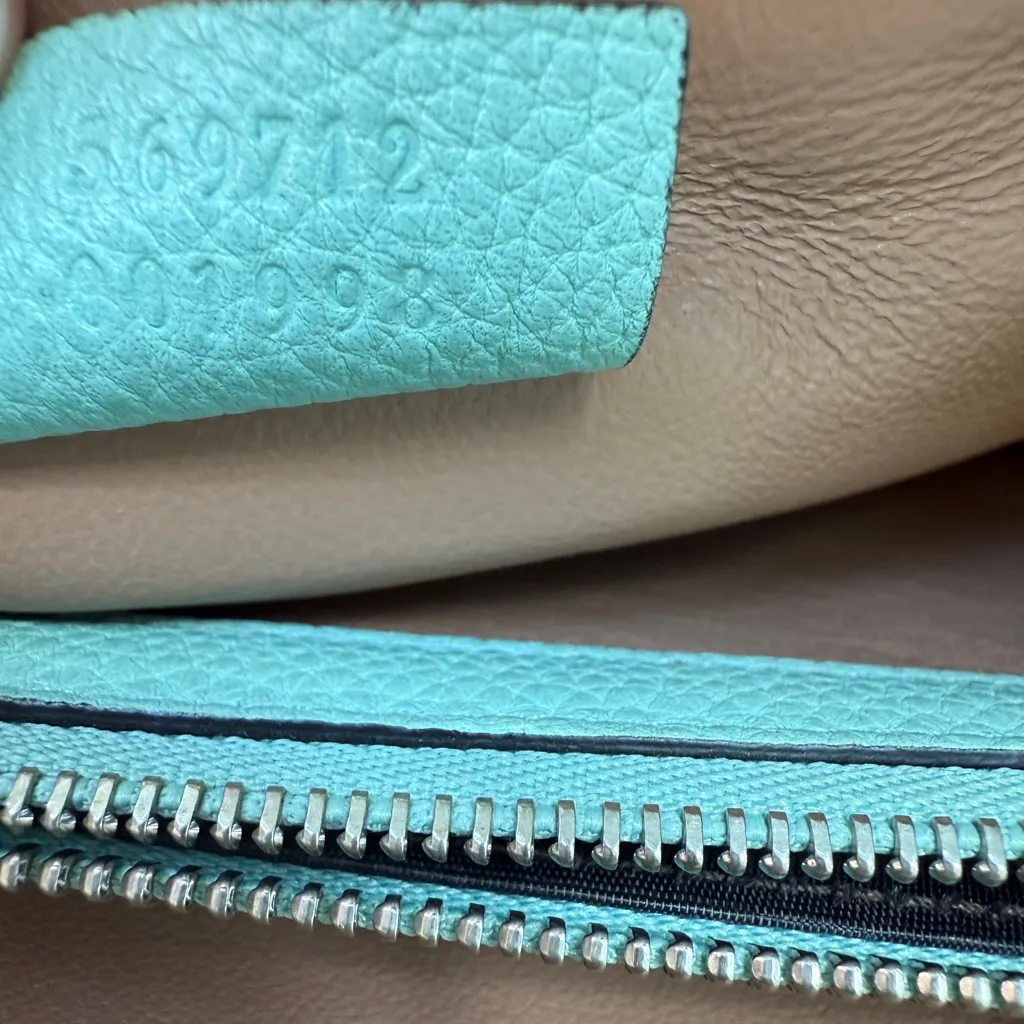 Gucci Posillipo Leather Small Zumi Two Way, Water Green with 2 tone metal logo - Image 9