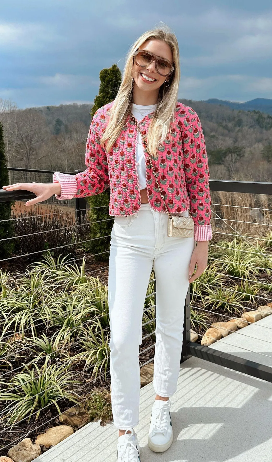 Pink quilted jacket Size L - Image 5