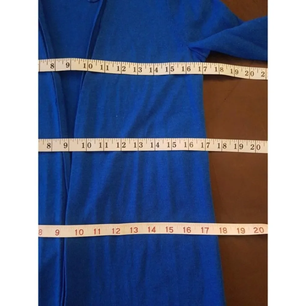 Talbots Womens Open Cardigan Knit Blue Sz Small Spring Easter Flared Slit Sleeve - Image 11