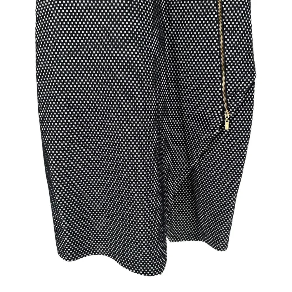 Kensie Black White Mini Check Print Zipper Detail Short Sleeve Dress size Small - Image 4