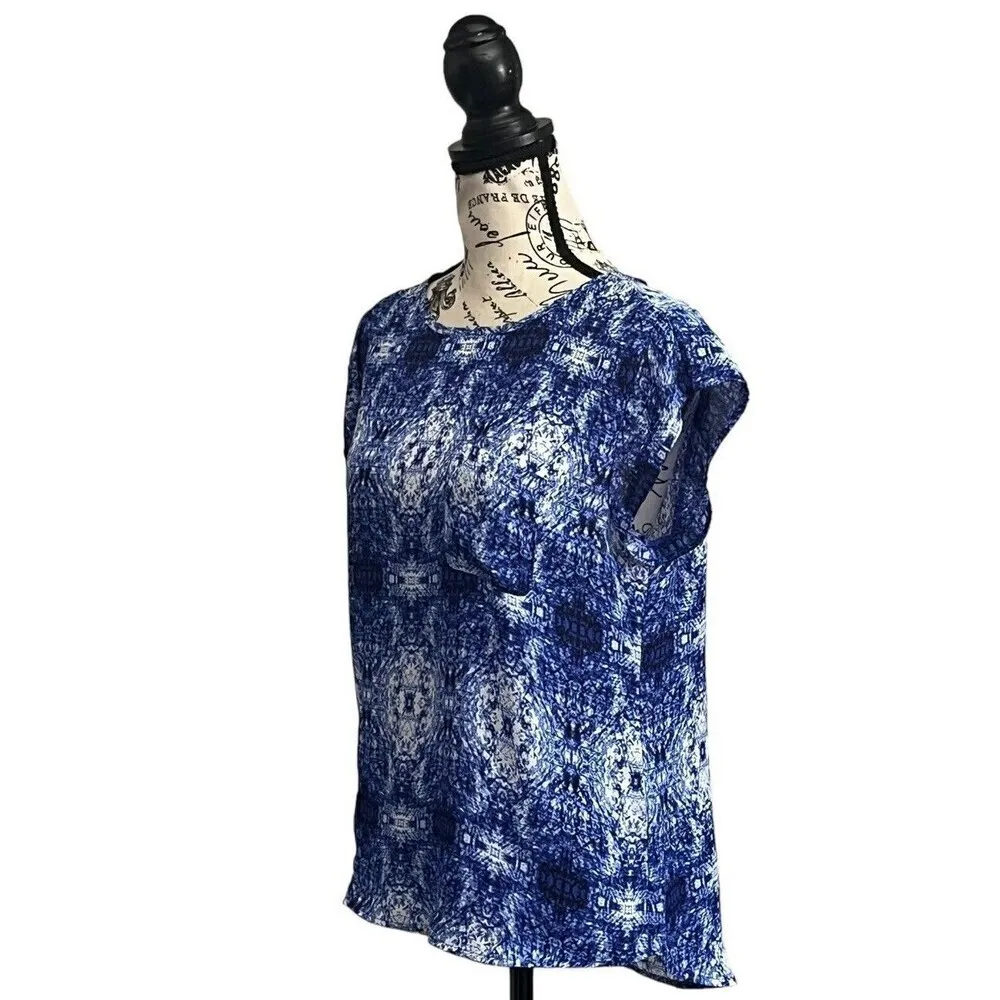 violet claire blouse Semi sheer Pullover Blouse S Modest Boho Mature Classic - Image 2