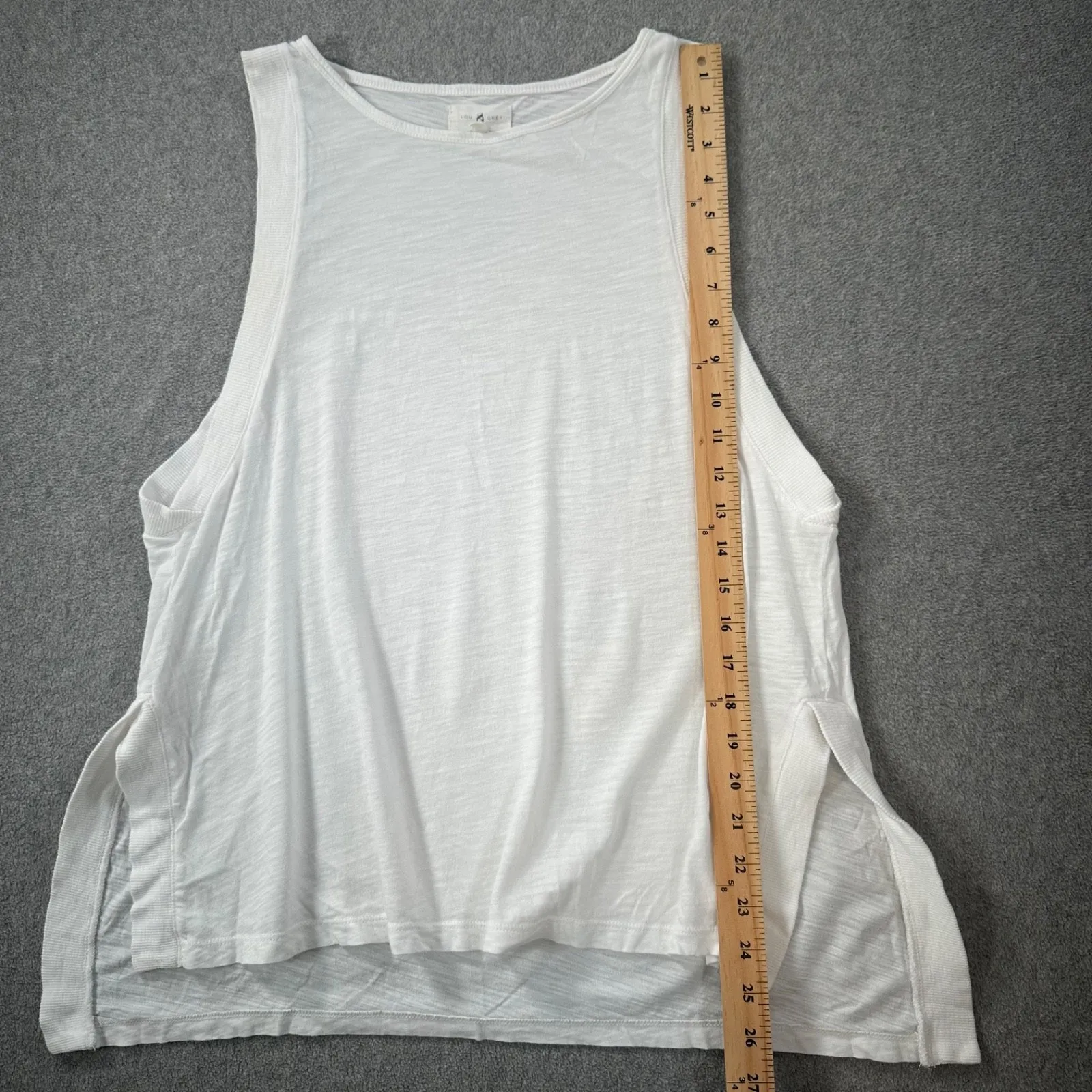 Lou & Grey High Neck White Tank Top Women's Medium Side Slit Casual Lightweight - Image 5