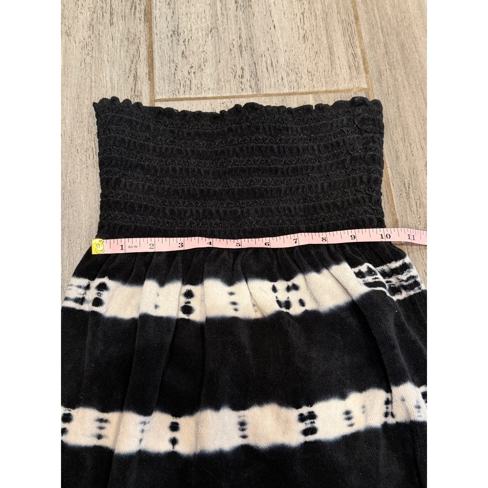 Vintage Juicy Couture Dress Womens XS Black White Stripes Strapless Y2K Boho - Image 5