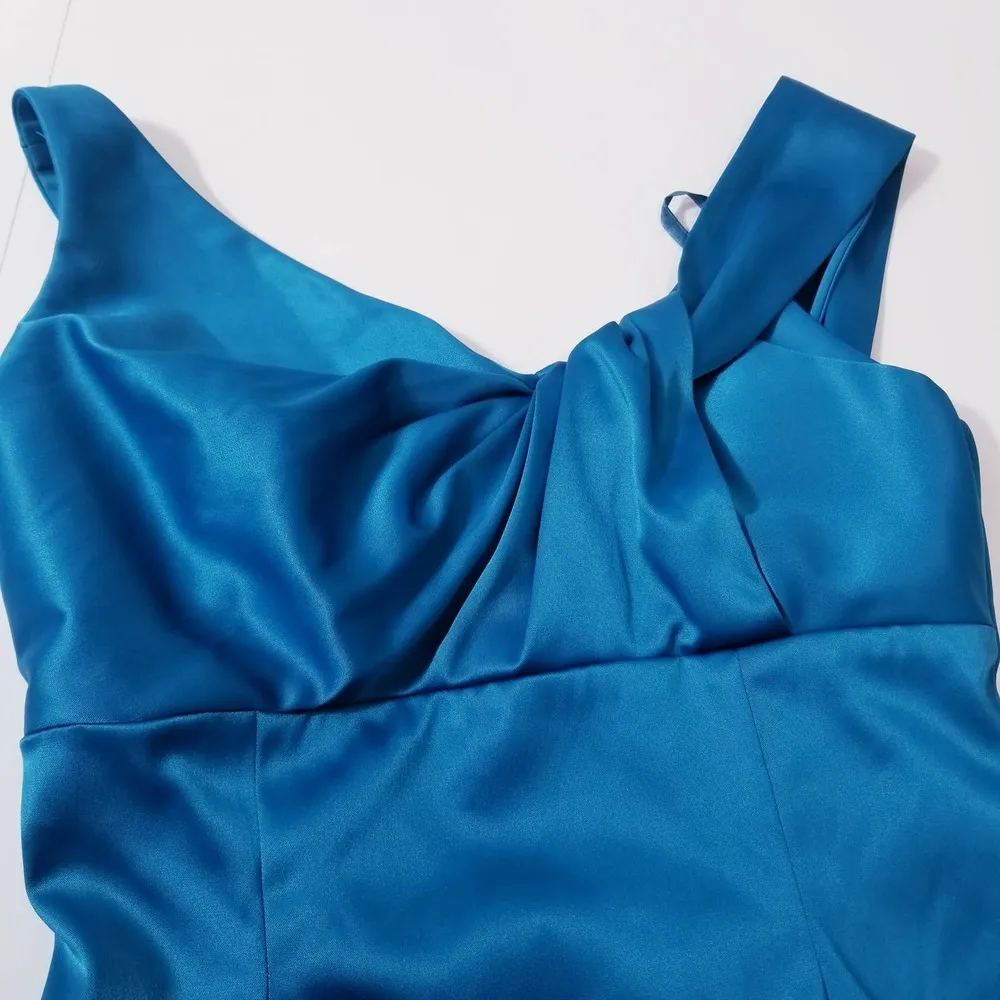 Eliza J New York Knot Sateen Sheath Teal Cocktail Dress - Image 3