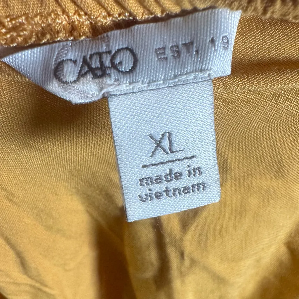 Cato mustard yellow long slit sleeve crocheted boho dress with pockets size XL - Image 6