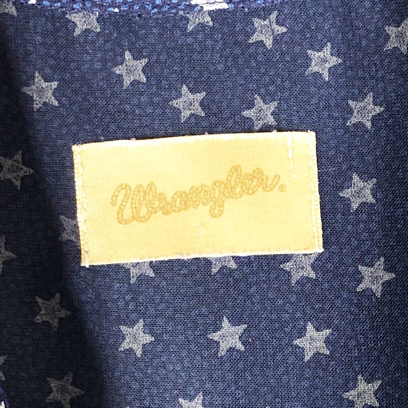 VTG Wrangler Top Blue White All Over Star‎ Print Western Medium Tank Top 1278 - Image 3