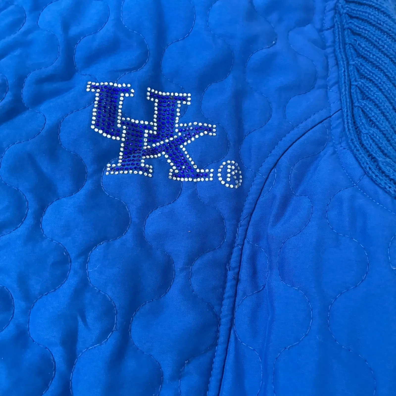 Vintage Kentucky Wildcats Nitro USA Quilted Full Zip Jacket Logo Rhinestone XL Blue - Image 2