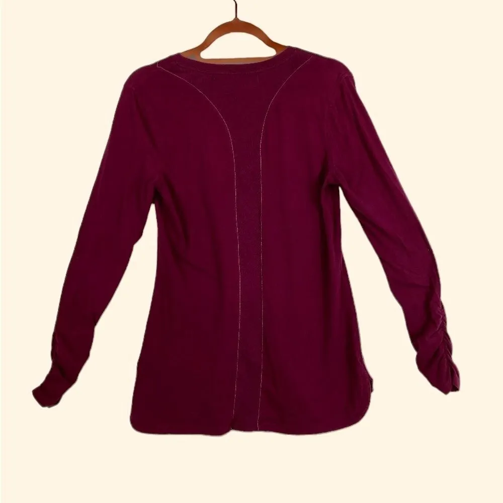 Athleta Long Sleeve Red Burgundy Athletic Wear Sz S - Image 4