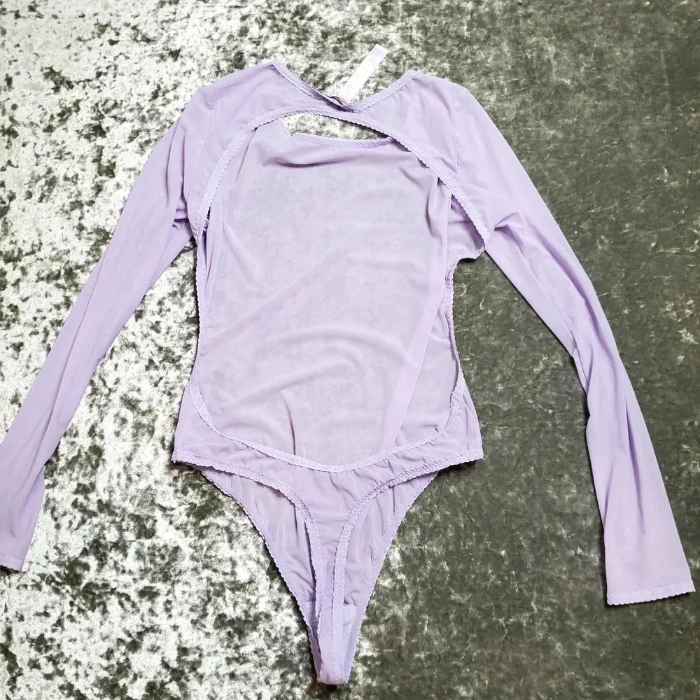 Savage X Fenty Soft Mesh Long-Sleeve Open Back Teddy - Image 7