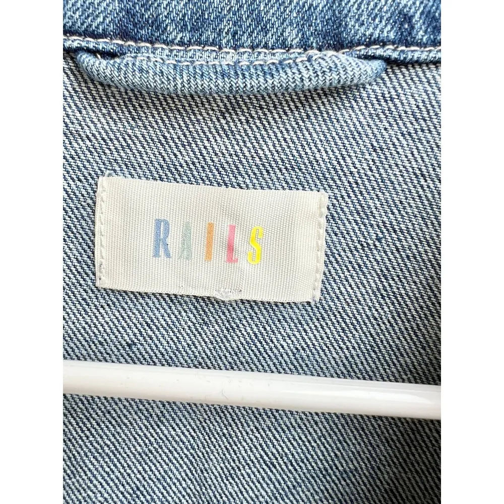 Rails Mulholland Long Sleeve Button Front Trucker Jean Jacket Blue Womens Medium - Image 5