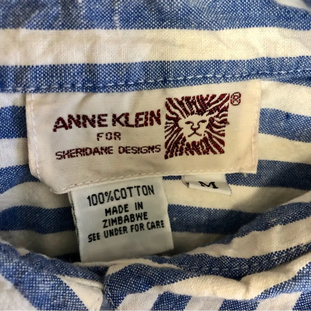 Vintage Anne Klein For Sheridane Designs Striped Button Down Short Sleeve Shirt - Image 4