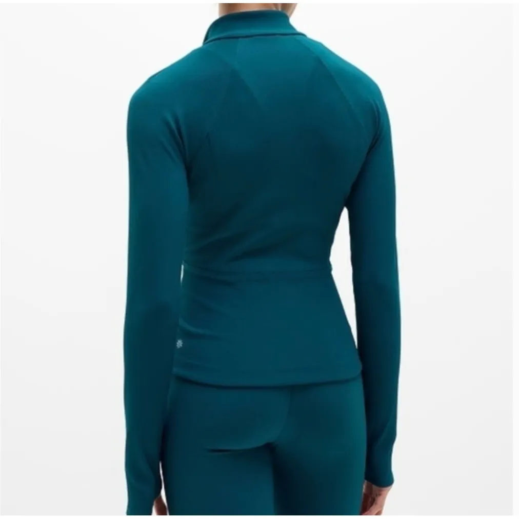 Athleta Salutation Jacket II Ribbed Full Zip Women's Teal 1X Activewear Yoga - Image 4