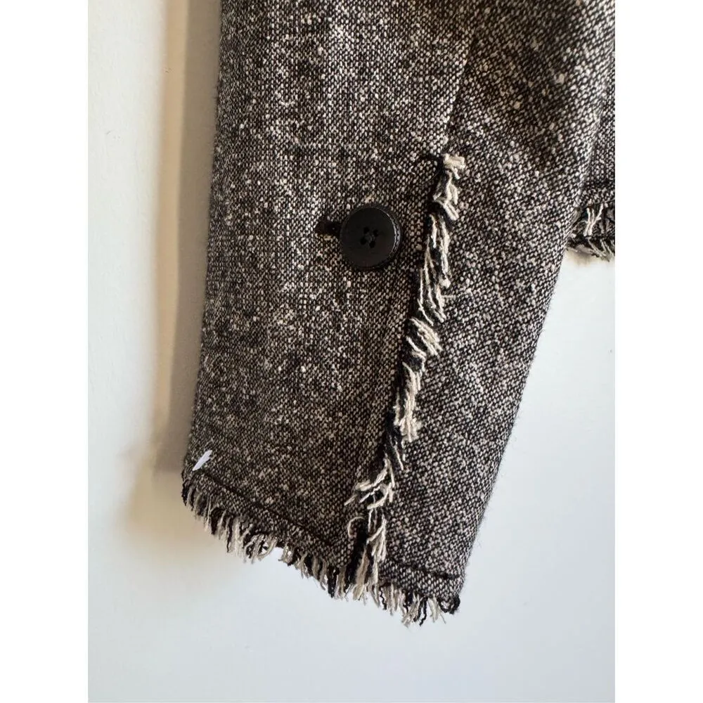 Caslon Womens Silk Wool Fringe Gray Button Blazer Jacket sz 10 career academia - Image 10