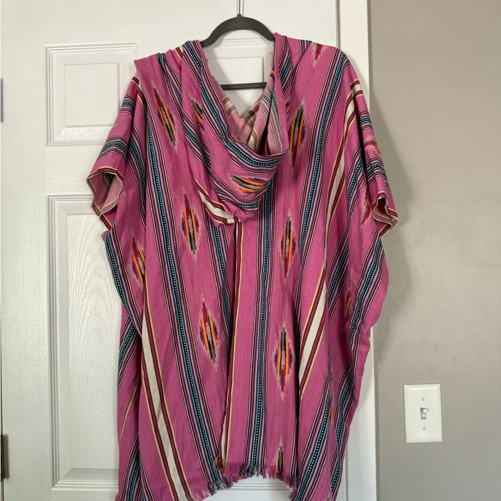 Free People Pink Kimono Cardigan Cape Kaftan Hoodie Boho Chic Bohemian One Size - Image 7