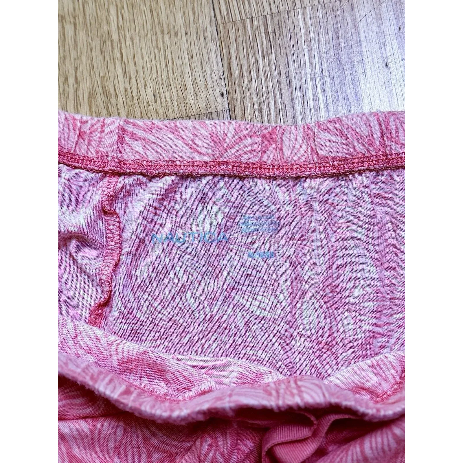 Nautica Women’s Floral Elastic Drawstring Cotton Summer Shorts Pink Size XL - Image 3