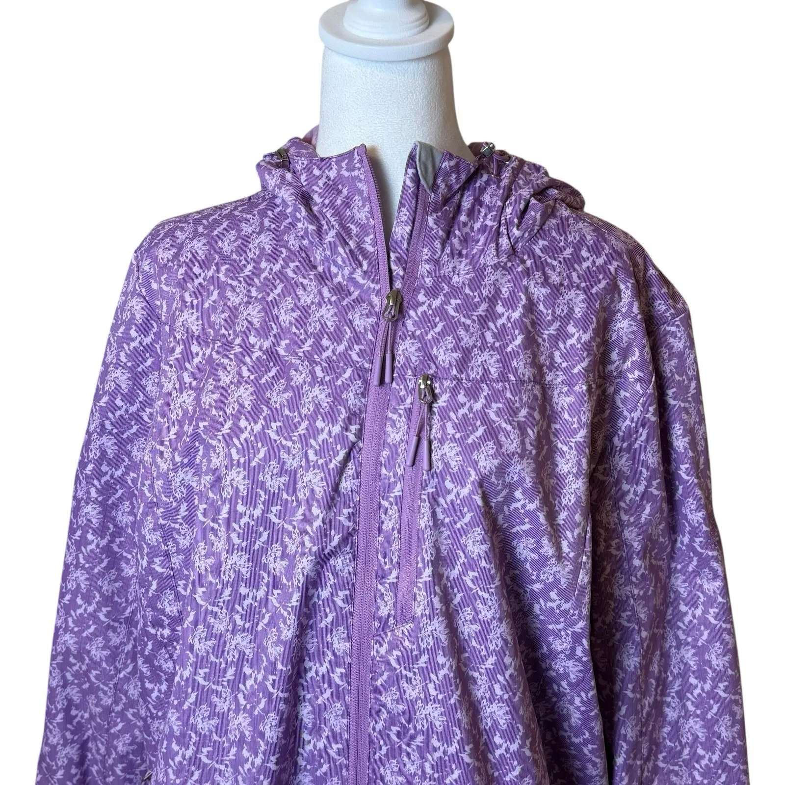 ZeroXposur Womens Zuri Purple Floral Windbreaker Rain Coat XL Winter Warm - Image 4