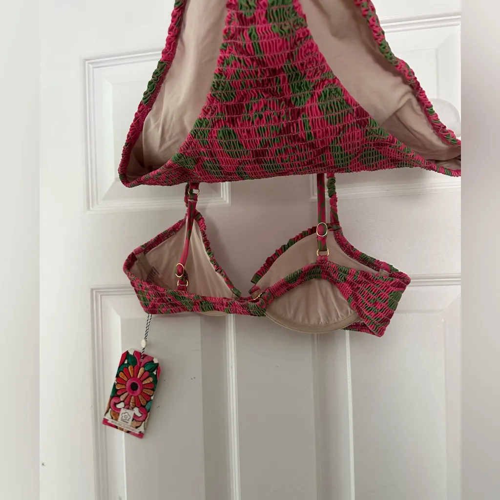 Farm Rio smocked bikini bathing suit high rise push-up seasheel small new - Image 3