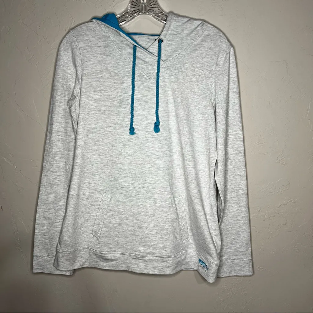 Roots Active Light Gray Kangaroo Pocket Hoodie Sweater - Image 2