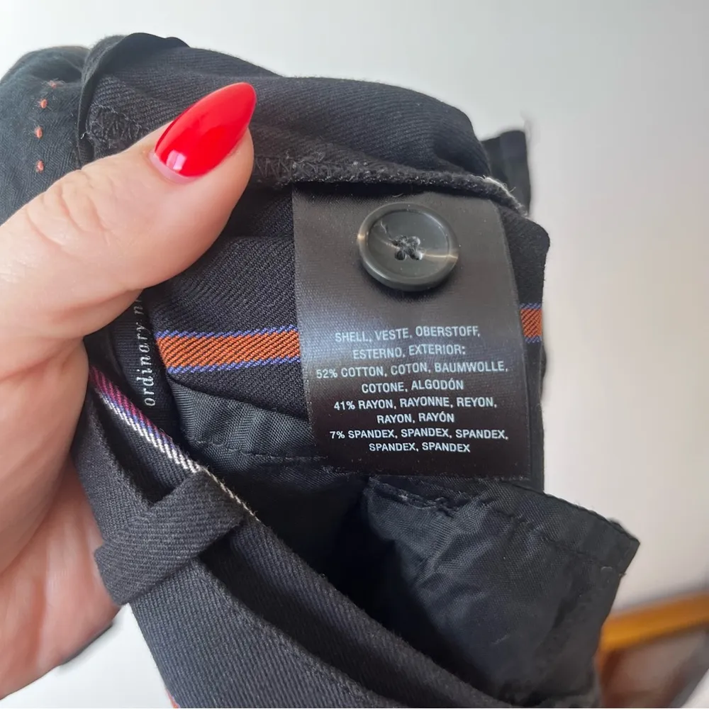 Anthropologie The Essential Belted Slim Trousers in Black Purple Orange Stripe 8 - Image 9