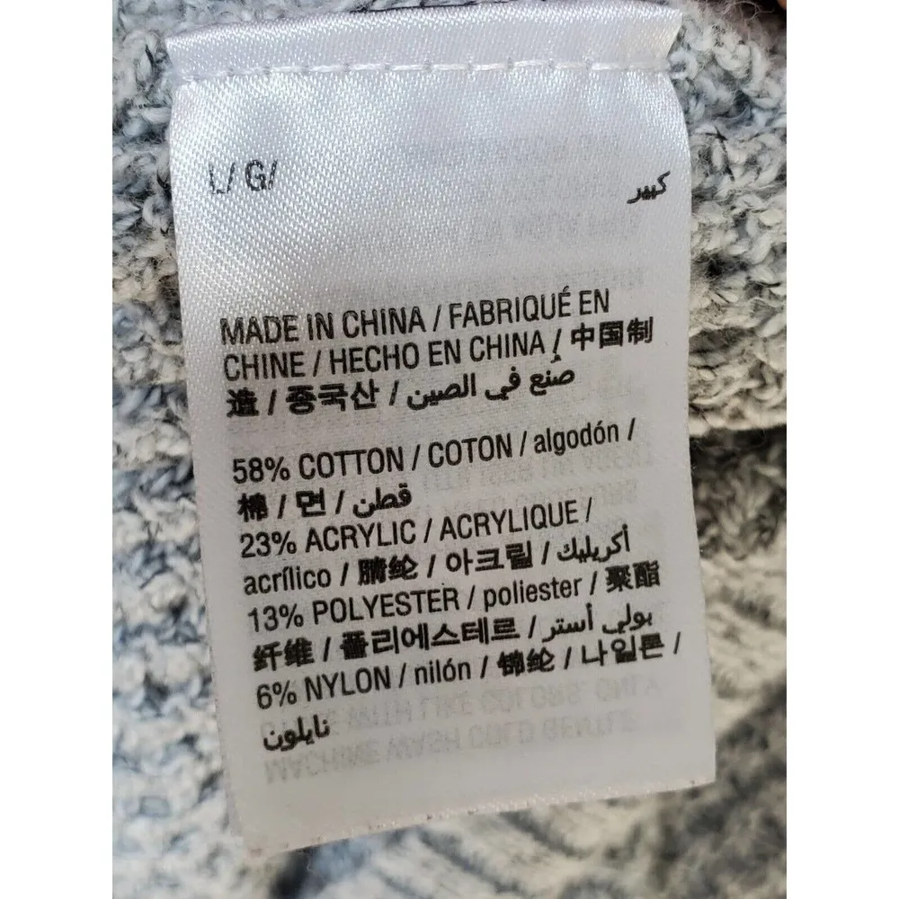 INC Women's Gray Cotton Round Neck Long Sleeve Pullover Knit Sweater Size Large - Image 9