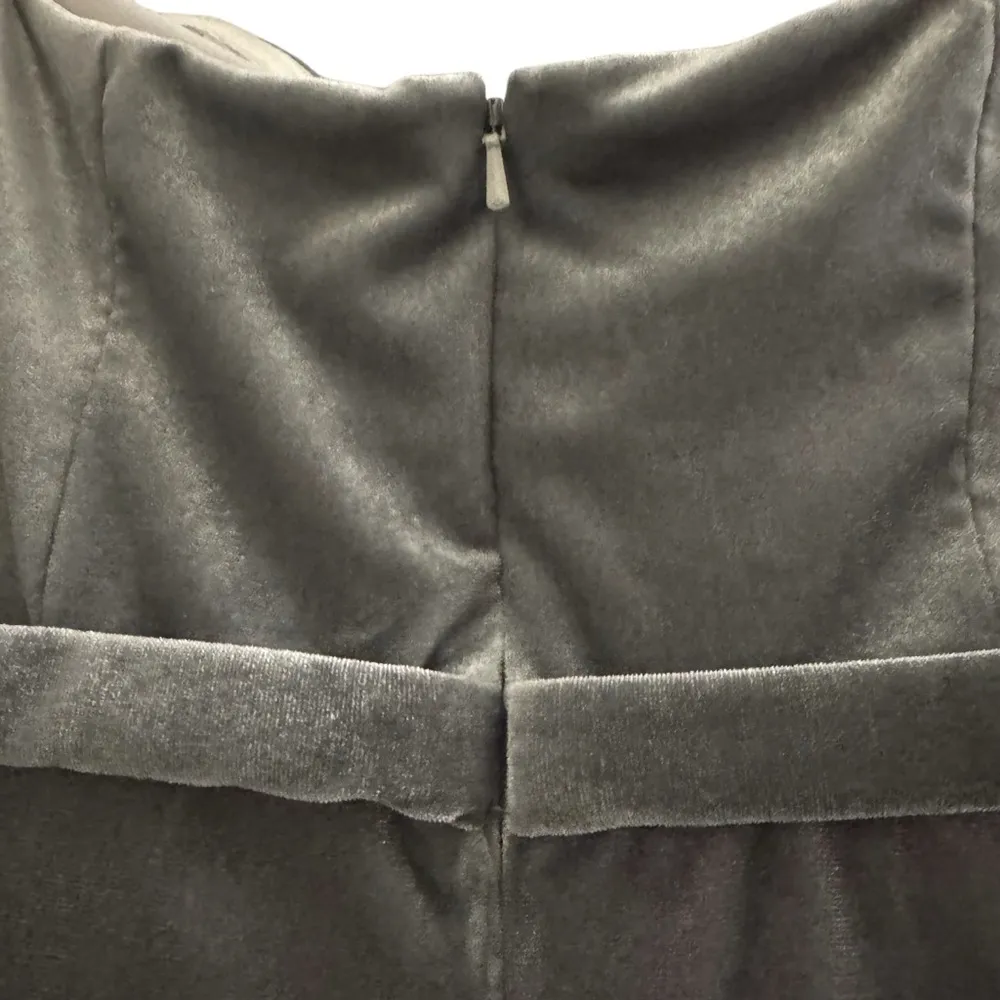 Bari Jay Velvet Silver Gray Strapless Bridesmaid Maxi Dress Size 4 - Image 6