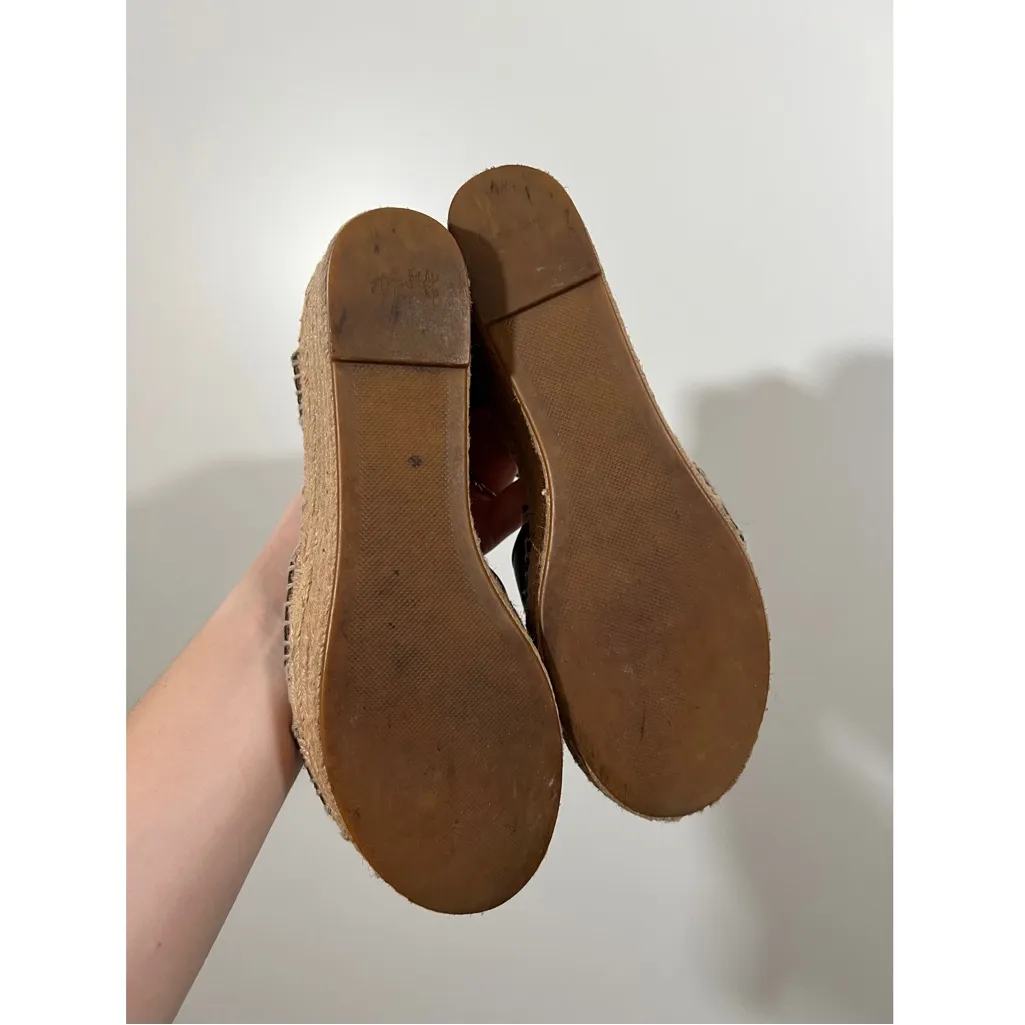 Coach Espadrille Wedges Primrose Raffia Leather Sandals Size 8.5 Women - Image 7