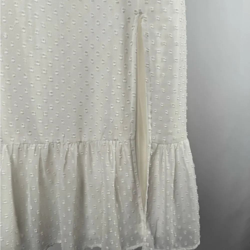 Lulus Only Lovers Swiss Dot Short‎ Cape Sleeve Midi Dress in White Size Medium - Image 10