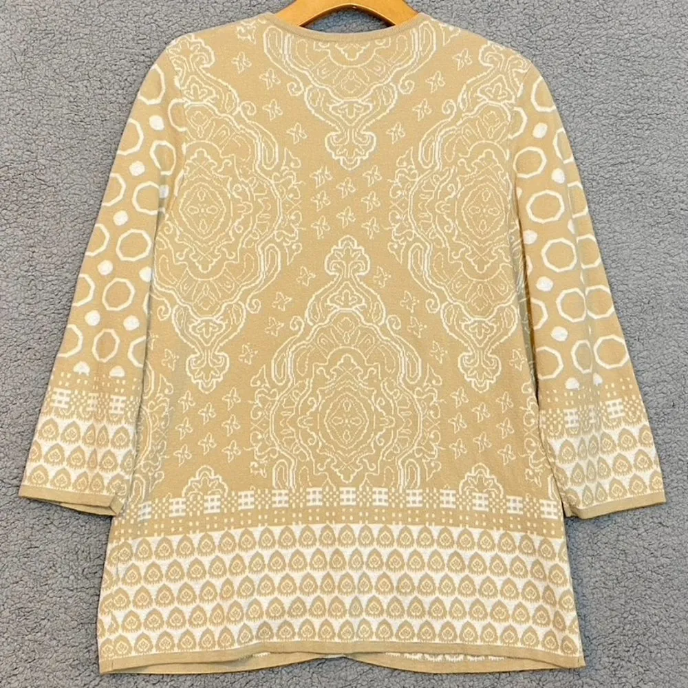 Isaac Mizrahi Live! Women's Button Up Cardigan Sweater Beige/Cream Size Large - Image 3