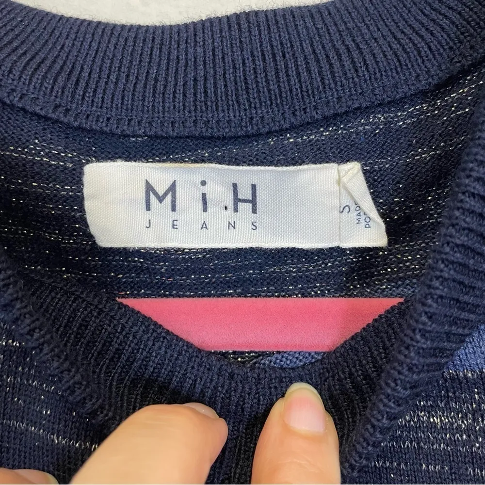 Mih Jeans Merino Wool Blend Crew Neck Pullover Sweater‎ Navy Size Small Blue - Image 2
