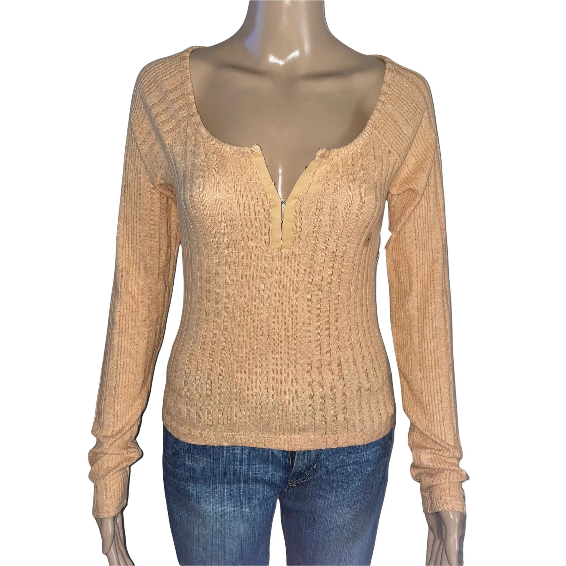 Aeropostale Long Sleeve Hook And Eye Shrunken Henley - Image 4