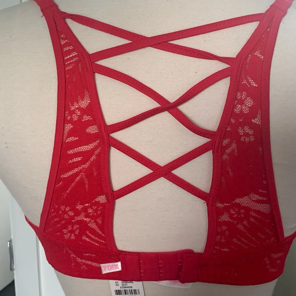 Victorias Secret PINK Wireless Red Lace Push up Bra - Image 9