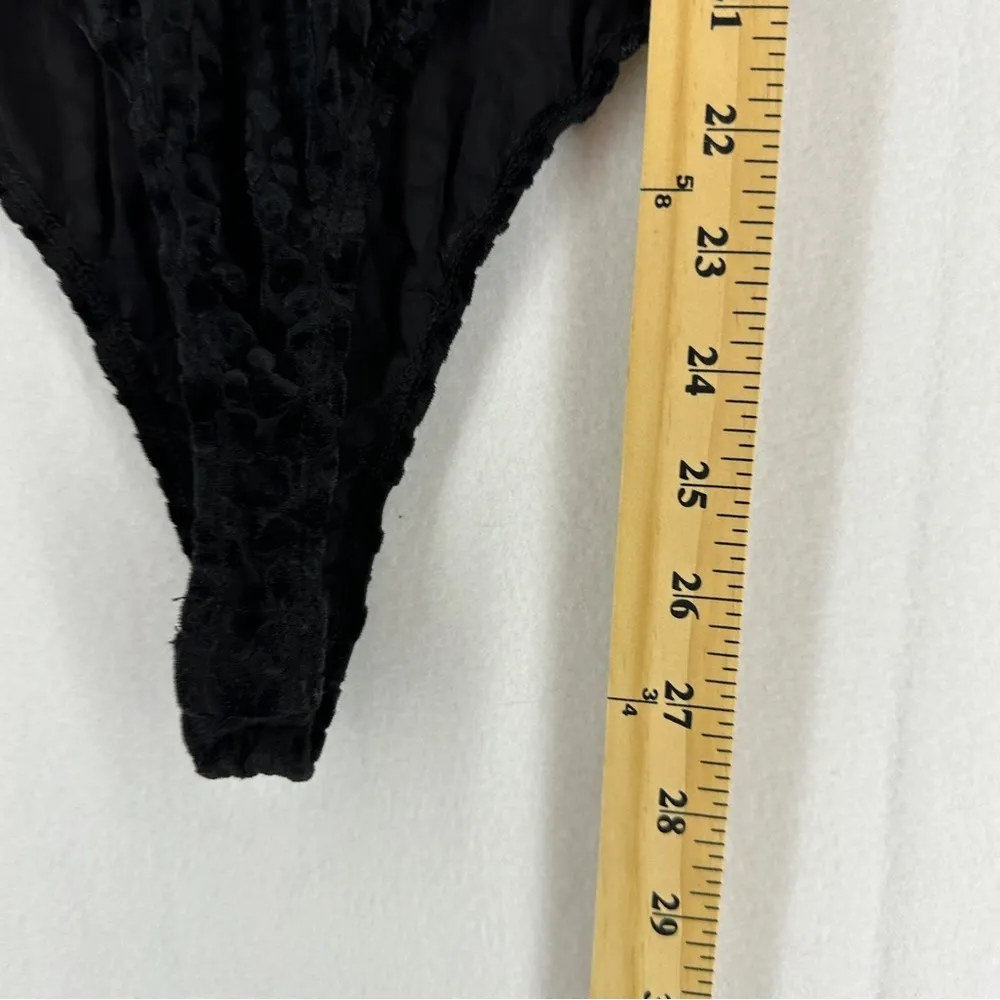 Free Press Leopard Print Bodysuit Womans Size Large Black - Image 5