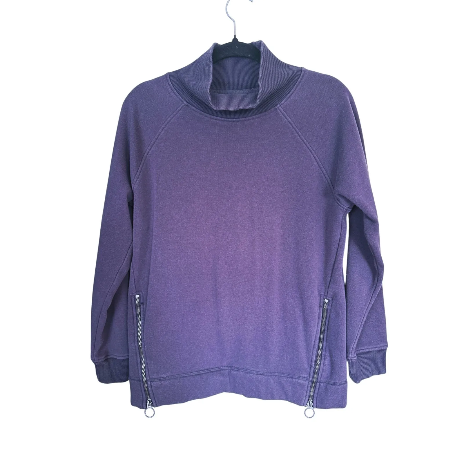 Athleta Lounge Cozy Karma Fleece Funnel Neck Pullover Sweatshirt Small Purple - Image 4