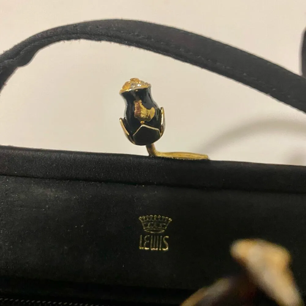 Crown Lewis Vintage Black Pleated Rectangular Purse Evening Bag - Image 11