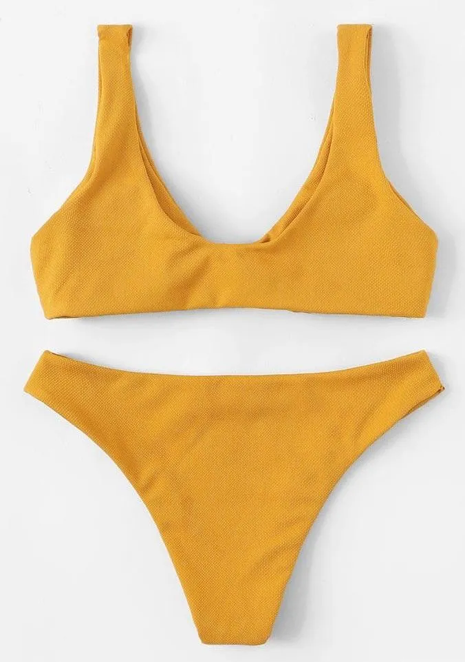 Zaful Tie Front Scoop Neck Bikini Set Size Large - Image 2