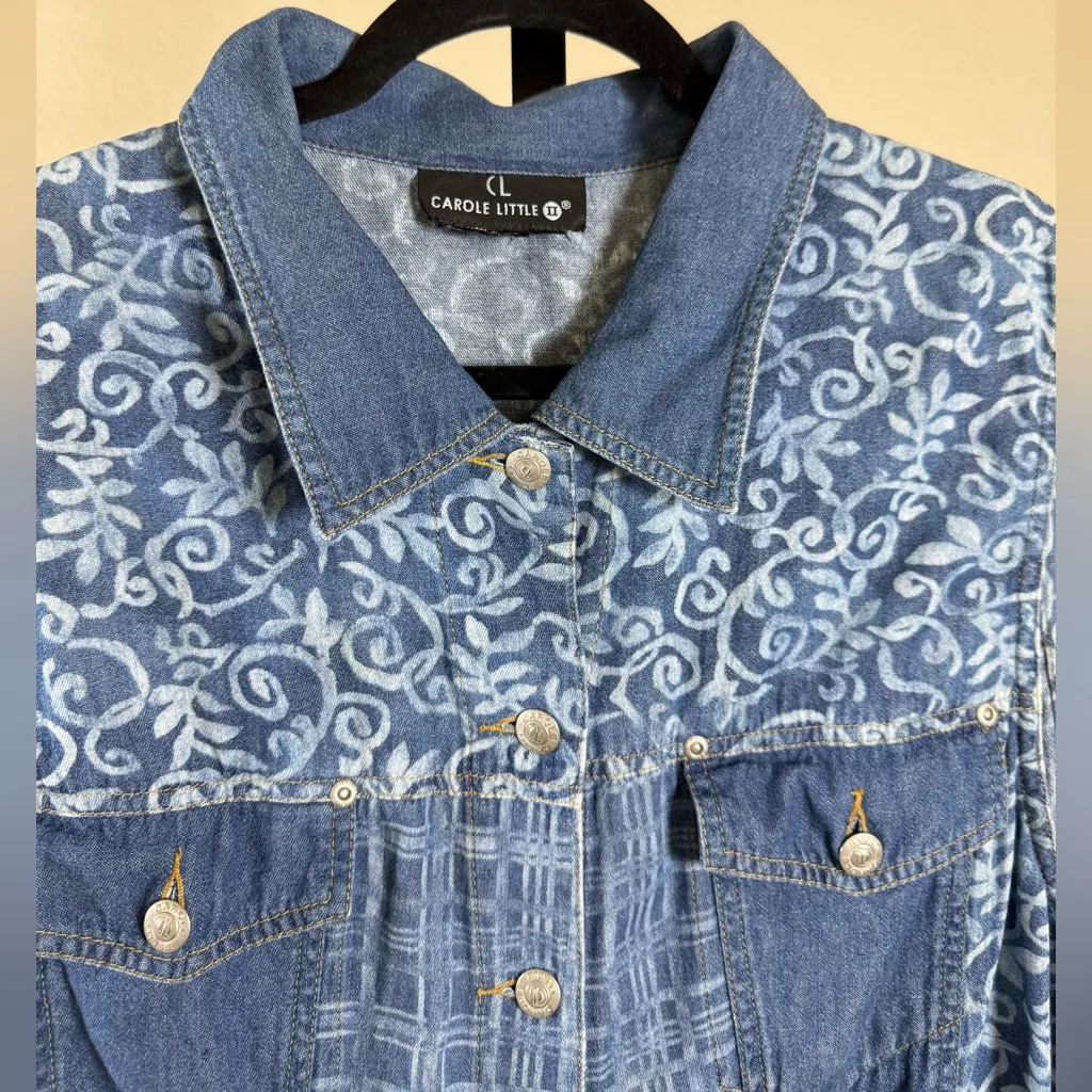 Plus Size Chambray Boho Layering Vest 2X Fall Casual Weekend Easy Outfit Topper Blue - Image 7