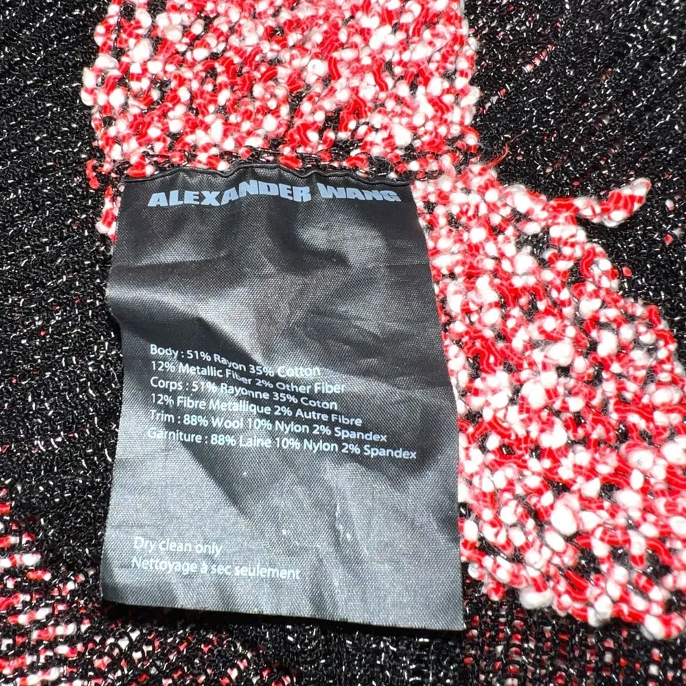 Alexander Wang knit Metallic black red pullover crewneck sweater top jumper Sm - Image 7