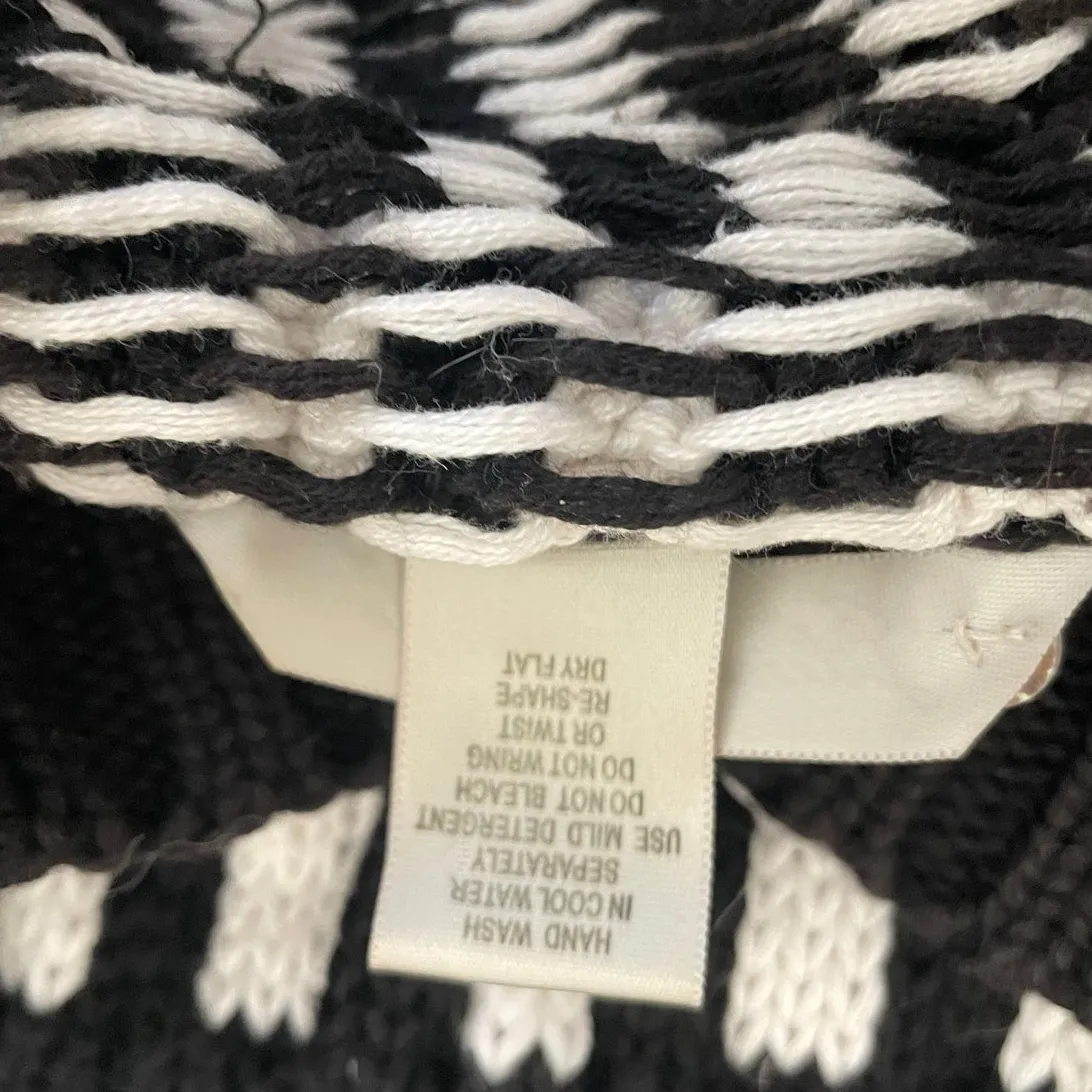 Jillian Nicole Women‎ Cardigan S Black Bold Pattern Large Button Cable Knit Chic - Image 11