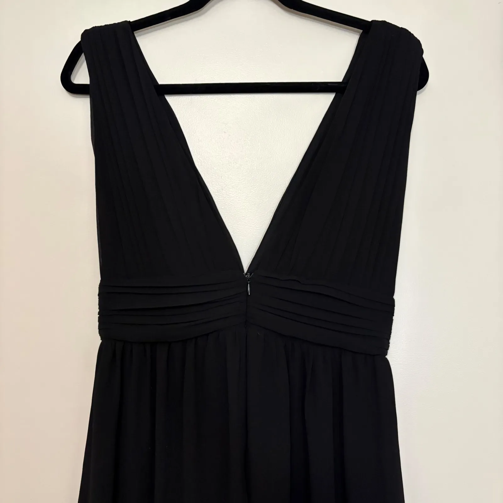 Lulus Black Deep V Neck Empire Waist Maxi Dress Slit Size S - Image 5