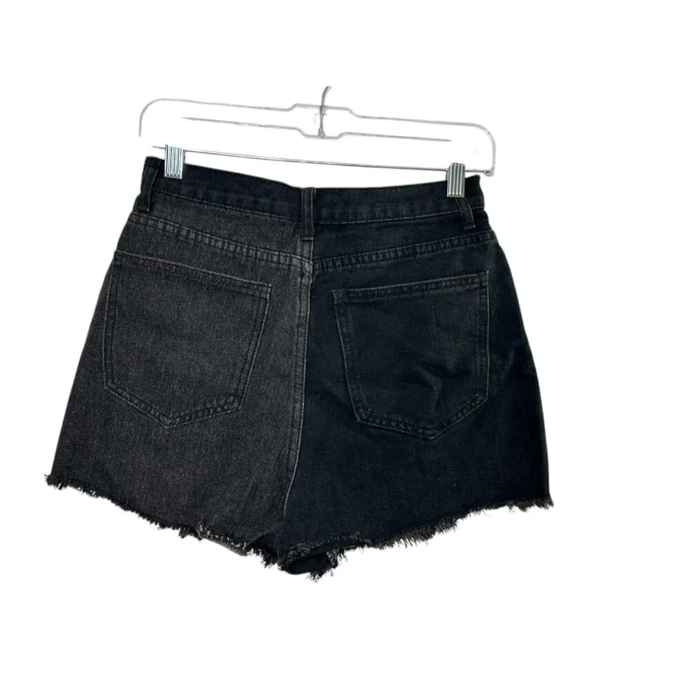 PrettyLittlethings Black Distressed Denim Jean Shorts Size 4 - Image 4
