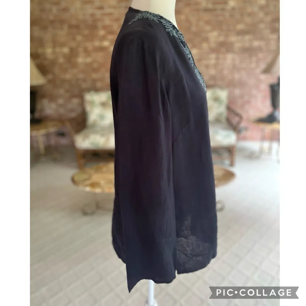 Lands’ End Tinic Top Navy Blue Linen Beaded S Nautical Preppy Coastal - Image 13