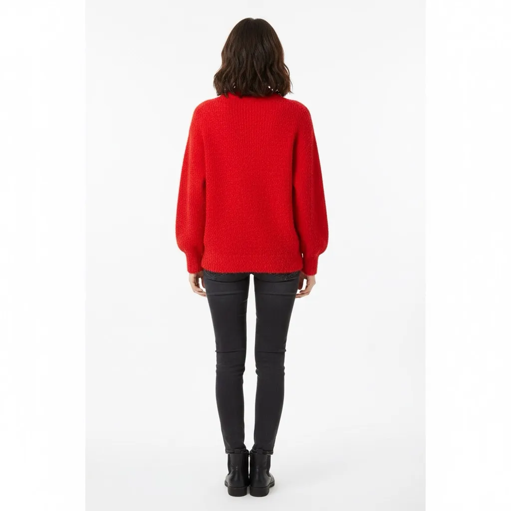 NWT Future Collective Women's Crewneck Relaxed Teddy Sweater Red M Size M - Image 2