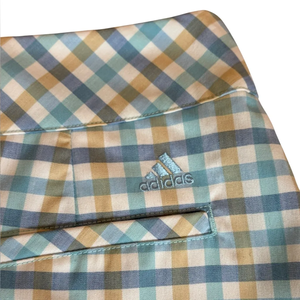 Adidas ClimaCool Golf Skirt Skort Blue White Tan Plaid Built In Shorts Woman’s 4 - Image 5
