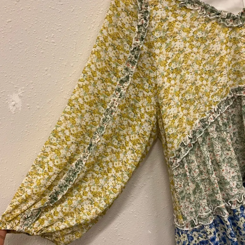 Davi & Dani oversized floral v-neck dolman sleeve colorful boho feminine tunic r - Image 3