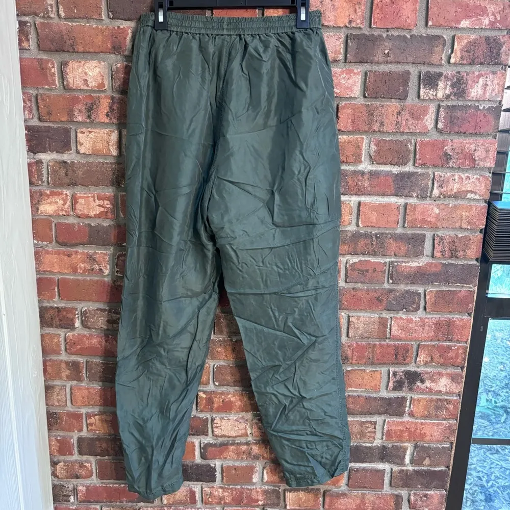 Stunt Sports womens vintage silk pull on jogger track pants green large - Image 3