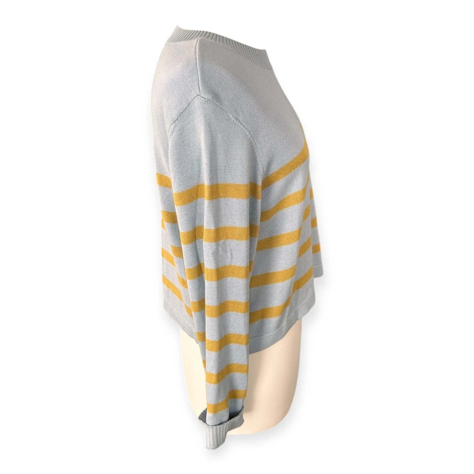 Barbour Striped Crewneck Sweater Blue & Mustard Women’s US 8 Preppy Minimalist - Image 9
