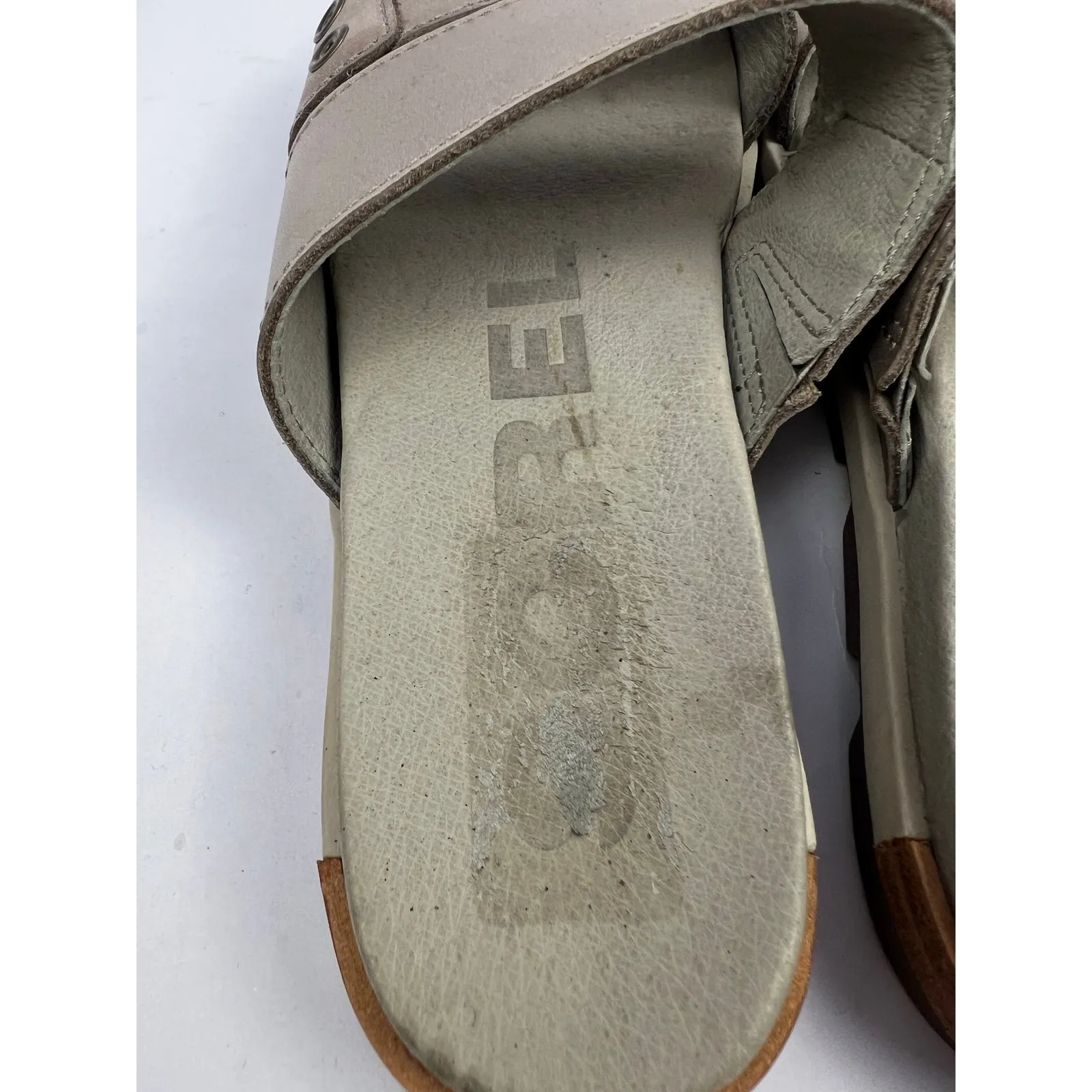Sorel, NL2937-005 Torpeda Slide Leather Slides, Taupe, Slip-On Comfort Sandals - Image 6